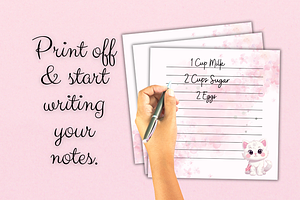 Printable Cute Kitten Note Paper