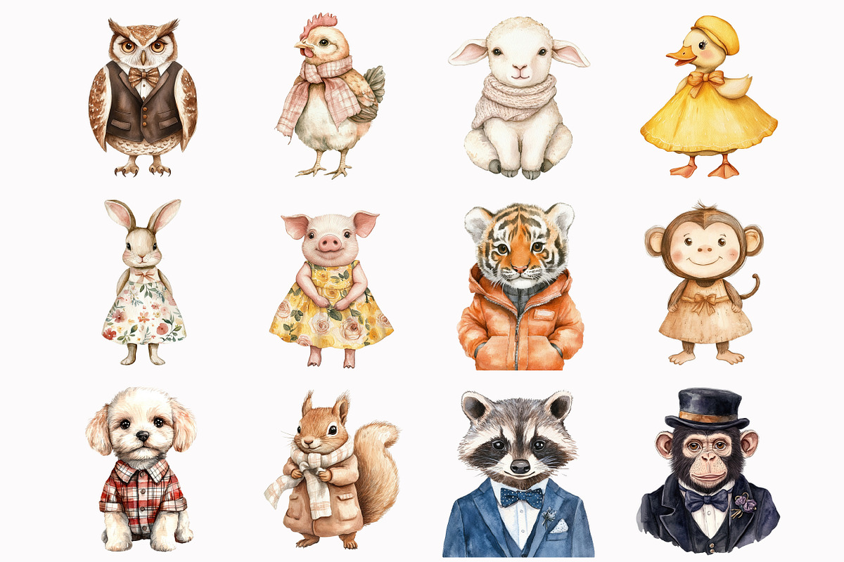Watercolor Woodland Animals Clipart, an Illustration by Design Market (Photo 2 of 4)
