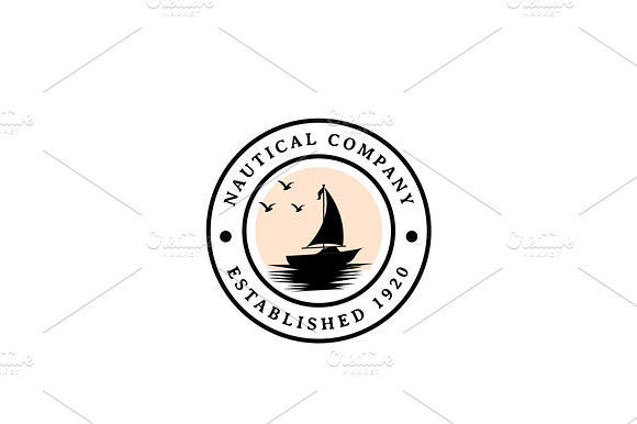 Silhouette Sailor Boat Logo preview 2