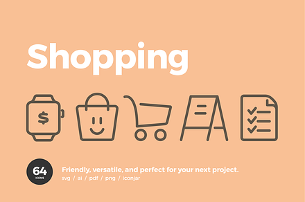 Shopping Icons — Pixi Line, an Outline Icon by Scott Dunlap