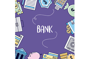 Bank icon set, a Finance Illustration by studiogstock