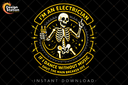Funny Electrician Skeleton PNG, a Person Illustration by Design Station (Thumbnail 1 of 3)