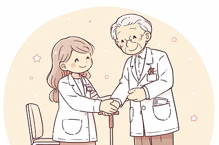 Thankful patient expressing gratitude to a caring doctor, an Illustration by AS photostudio