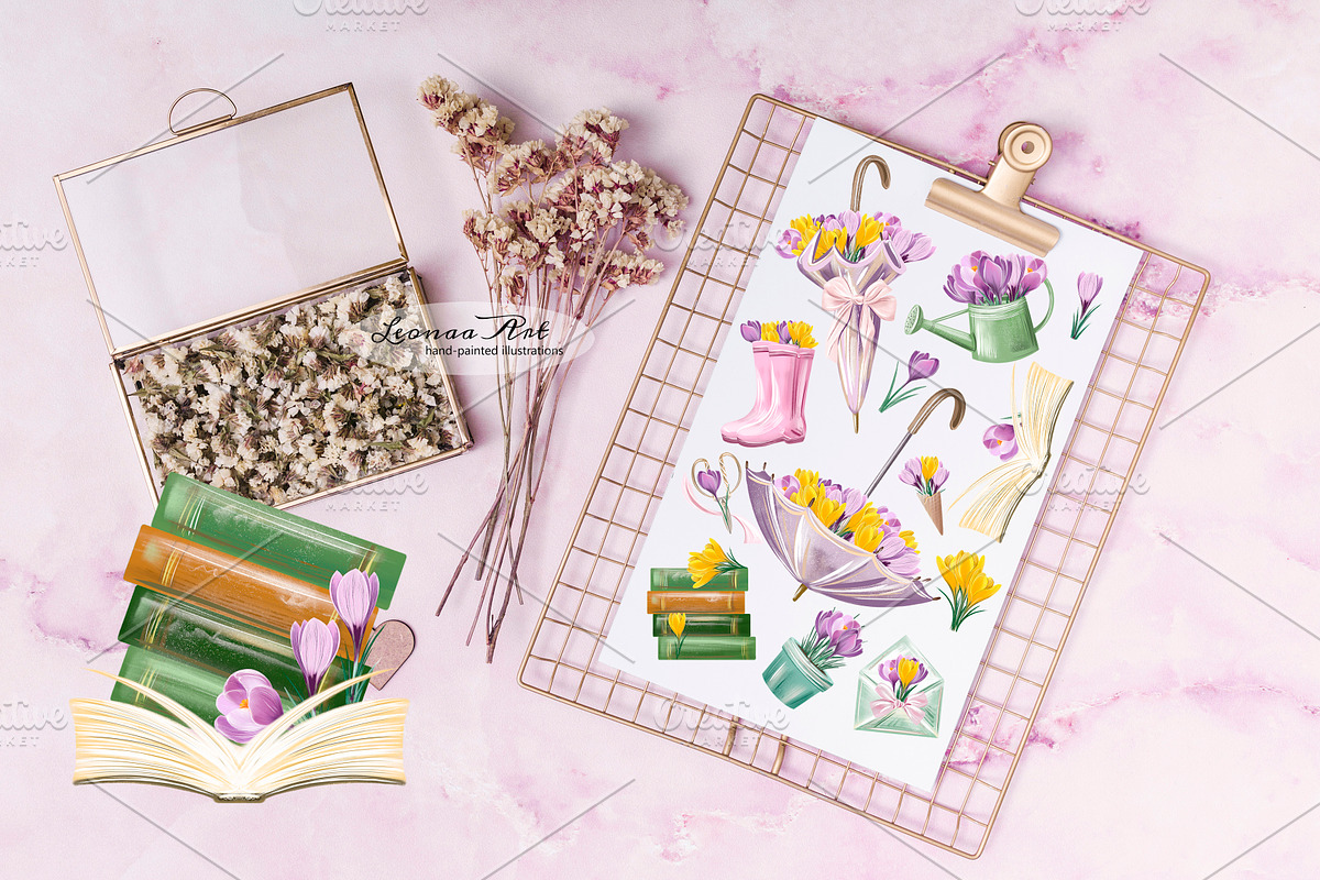 Crocuses Spring Clipart, a Seasonal Illustration by Leonaa art (Photo 4 of 11)