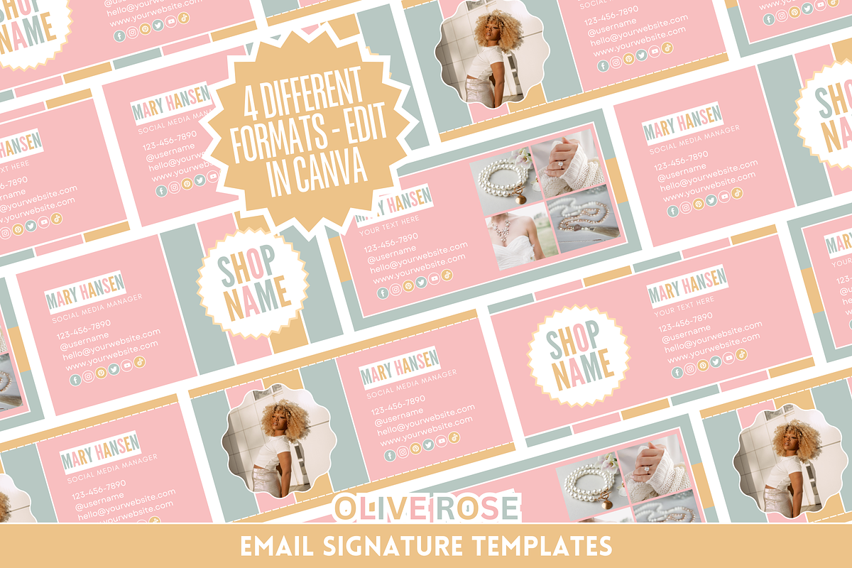 Pastel Email Signature Bundle, an Email Template by SunshineStudioBoutique (Photo 1 of 9)