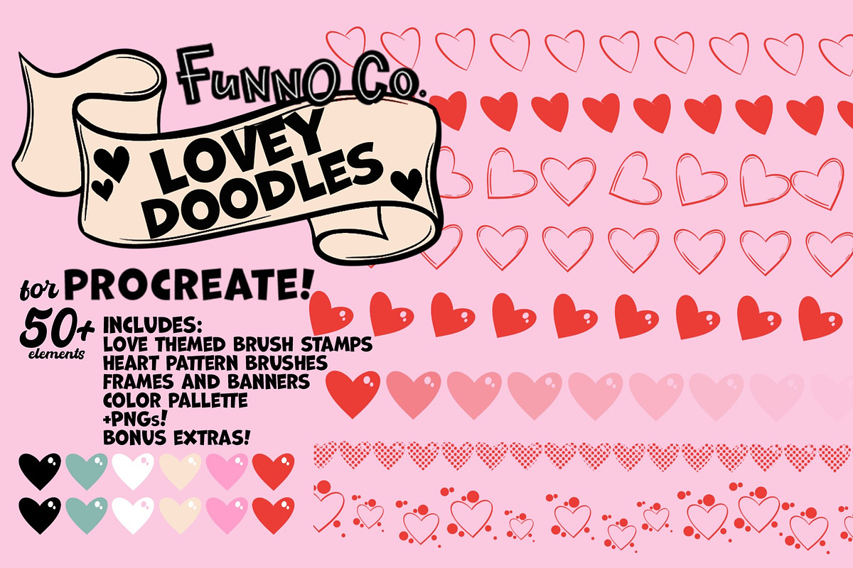 Love Doodles Procreate Brush Pack, a Brush Add-On by Funno Co. (Photo 3 of 7)