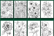 Botanical Flower Coloring Book, a Seasonal Illustration by Printable Design Store (Thumbnail 5 of 7)