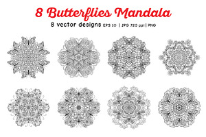 8 Butterflies Mandala