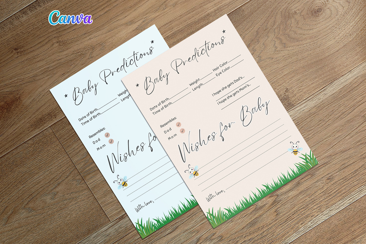 Minimalist Baby Predictions Card, a Templates & Theme by iloveTemplate