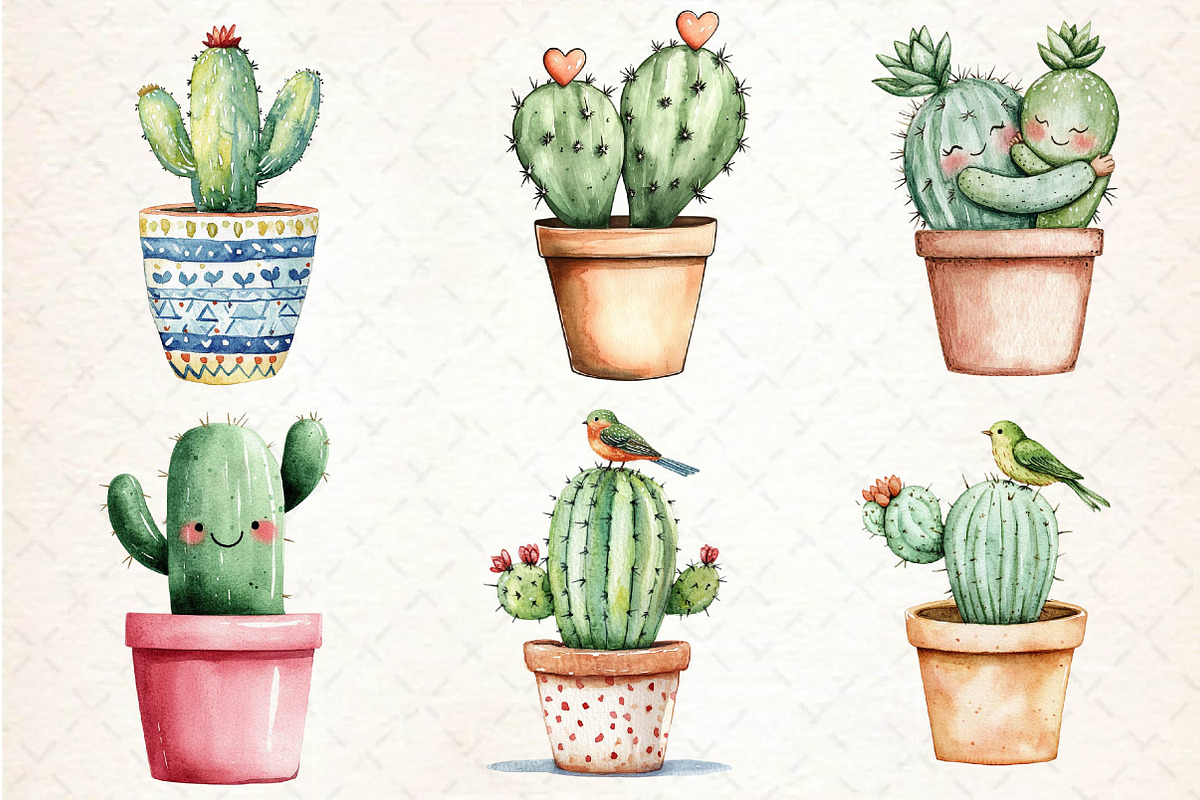 Cactus Doodle Sublimation Clipart, an Illustration by Dream Creation (Photo 6 of 6)
