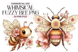 Whimsical Fuzzy Bee PNG Clipart, a Seasonal Illustration by Daily.Designs