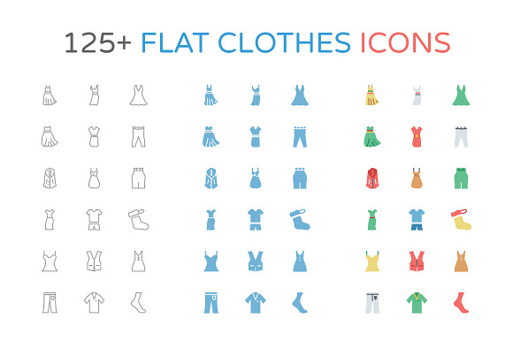 125 Flat Clothes Icons