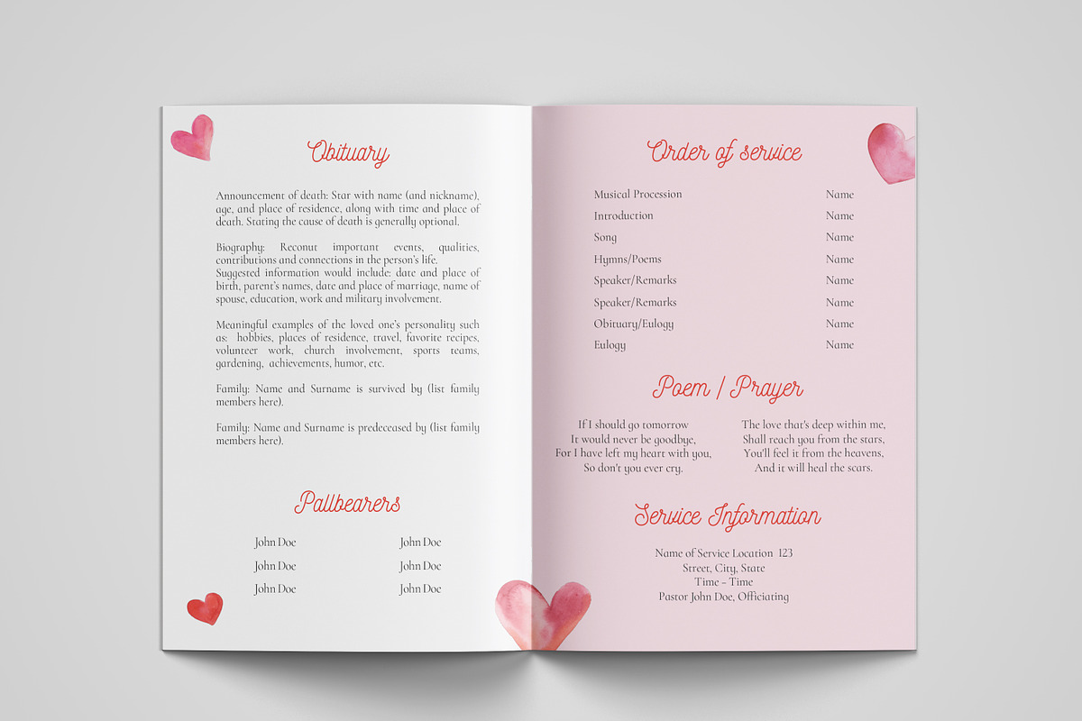 funeral program printing template, a Templates & Theme by TemplateLab (Photo 2 of 2)