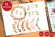 Autumn Herbs and leaves. Watercolor, a Decorative Illustration by Olesya Morokhovets (Thumbnail 1 of 3)