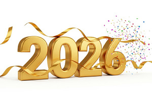 3d 2026 New Year Confetti Ribbon, a Photo by Pixeness Studio