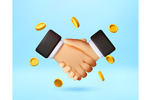 3D Handshake of two businessmen with, a Finance Illustration by Abscent