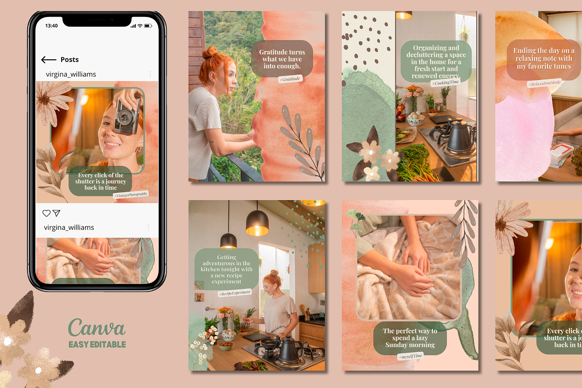 Boho Lifestyle Social Media Template, a Social Media Template by PaolaroiDesign (Photo 2 of 5)