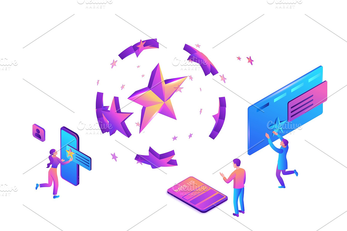 Feedback concept with 3d isometric, a Person Illustration by Nadine's illustrations