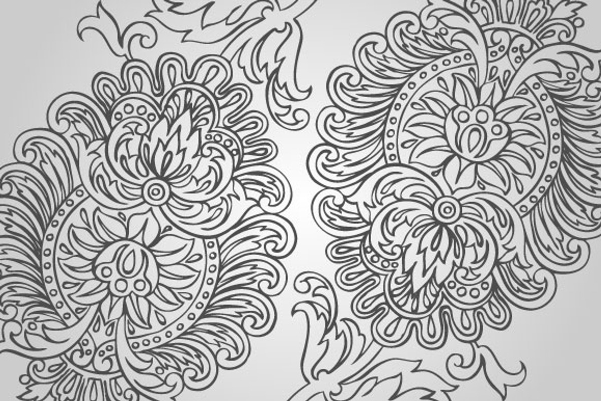 12 Paisley Floral Designs (Vector) preview 2