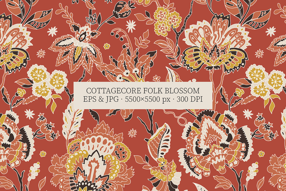 COTTAGECORE FOLK PATTERN COLLECTION, a Pattern Graphic by Sonulkaster (Photo 2 of 11)