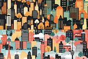20 Seamless Cityscape Silhouettes, a Pattern Graphic by Nordic Design (Thumbnail 5 of 9)