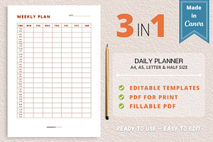 Weekly Planner Template, Canva