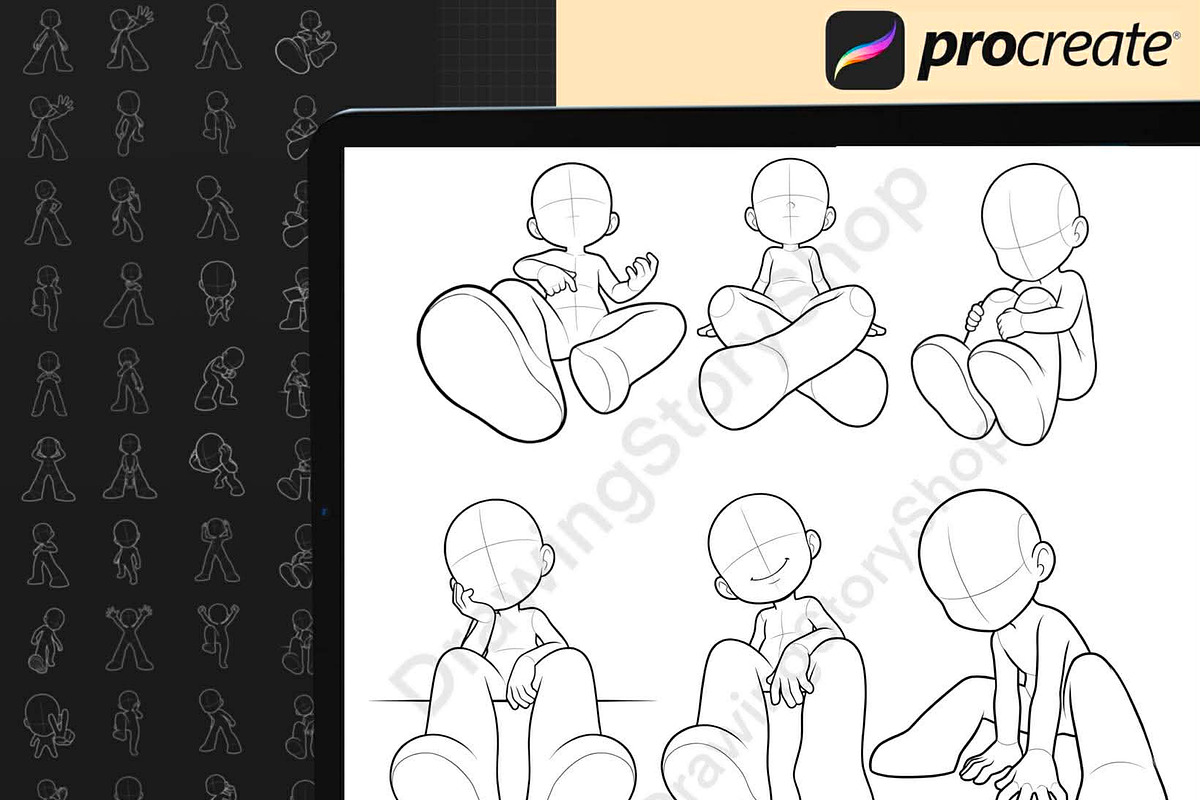 Procreate Foreshortening Chibi Pose, a Brush Add-On by DrawingStoryShop (Photo 5 of 6)