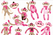 Sock Monkey (Pink) - Vector Clipart, an Illustration by MyClipArtStore (Thumbnail 2 of 2)