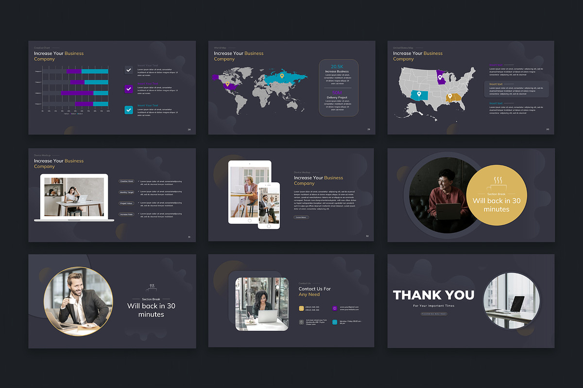 Modern Dark Theme Presentation Slide, a Presentation Template by SlideStack (Photo 5 of 5)