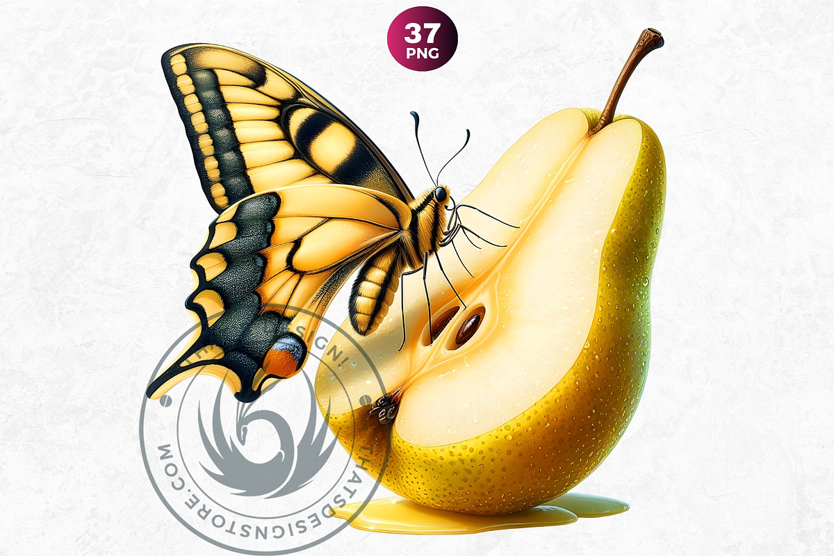 Vibrant Butterfly and Fruit Cliparts, an Animal Illustration by ThatsDesignArt (Photo 7 of 10)