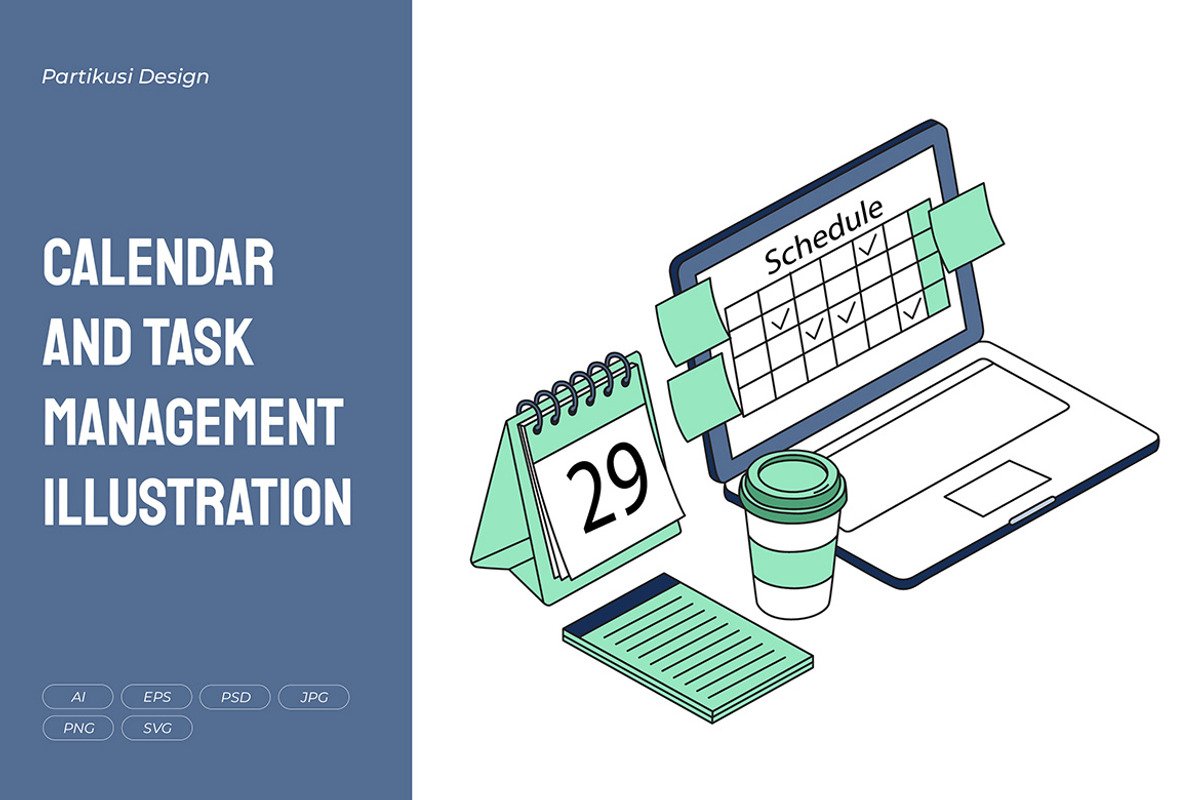 Calendar & Task Management Vector, a Work Illustration by Partikusi Design (Photo 1 of 3)
