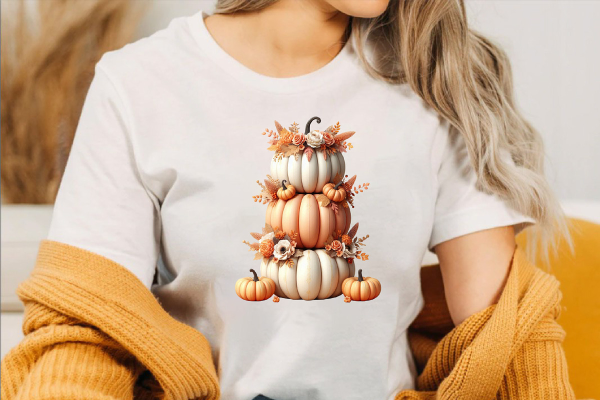 Watercolor Autumn Flower Pumpkin Des, an Illustration by SVGArt (Photo 5 of 8)