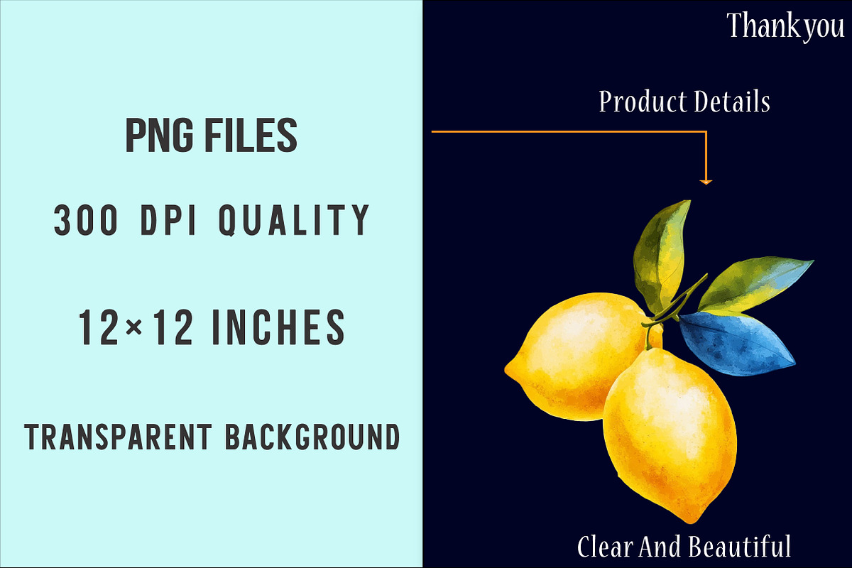 Yellow & Blue Lemon Sublimation PNG, an Illustration by SinaCreation (Photo 4 of 5)