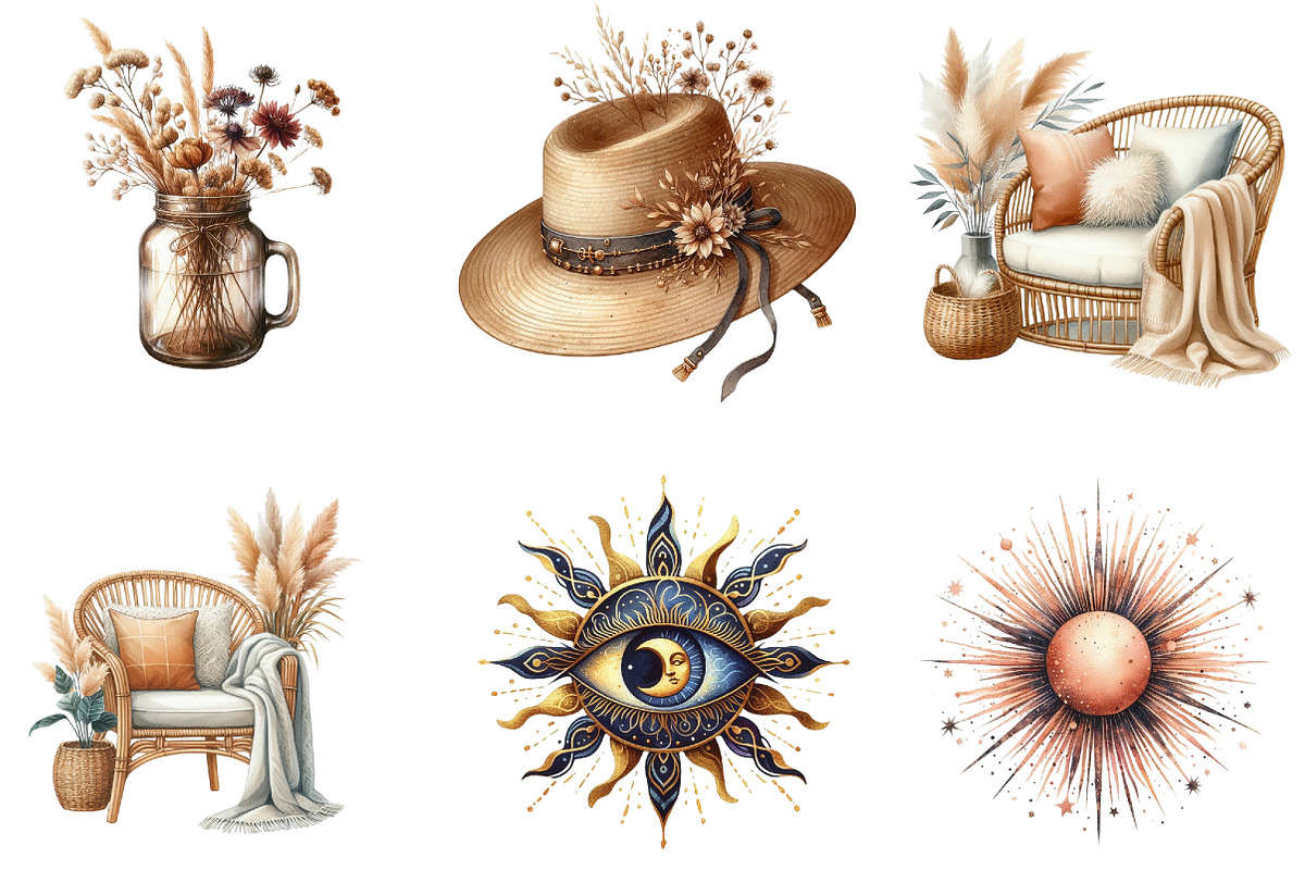 Boho Clipart Bundle PNG, an Illustration by DreamArtGraphic (Photo 7 of 7)