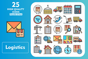 25 Logistics Line Filled Icons, an Icon by Pexelpy