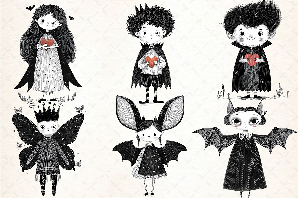 Whimsical Gothic Vampire Dolls Clipa, an Illustration by DreamCafeArt (Photo 5 of 8)