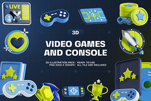 Video Games Icon 3D Illustration