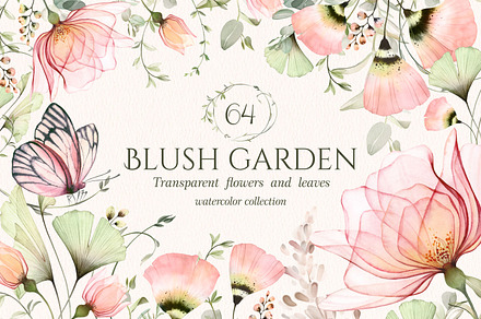 Transparent Blush Garden Watercolor