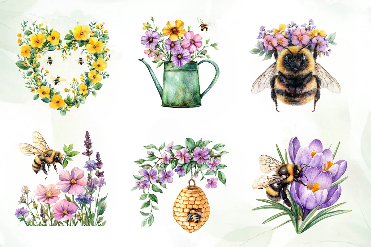Spring Bees Clipart, an Illustration by CreationArt (Photo 3 of 5)