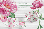Romantic bouquet watercolor set, an Illustration by DollyPotterson (Thumbnail 2 of 8)