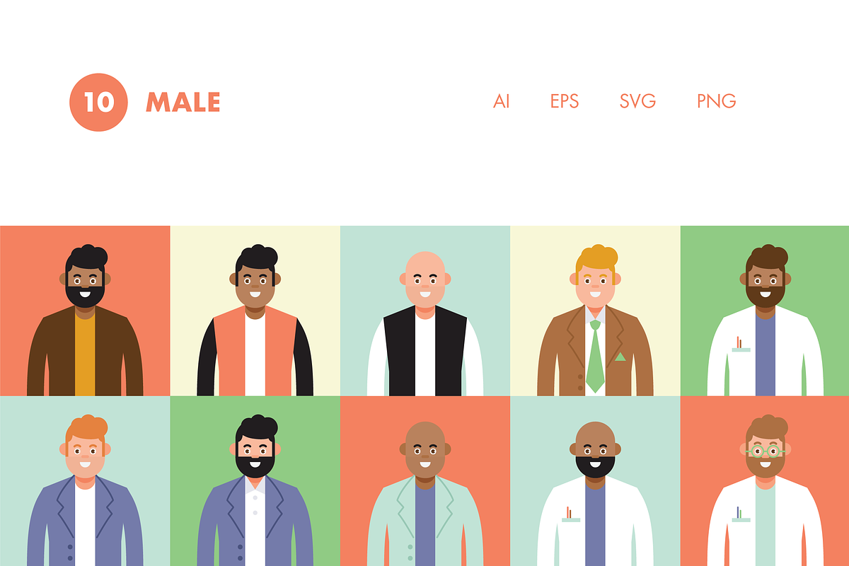 20 Vector Avatars, a Person Illustration by Hello Mister Frank (Photo 3 of 5)