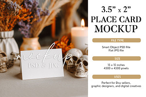 Halloween 3.5x2 Tent Card Mockup PSD, a Mockup by Bijou Bay