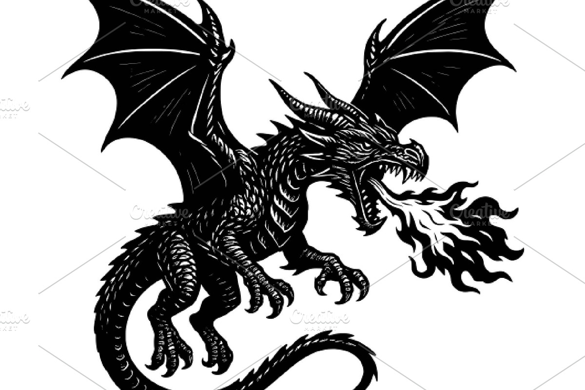 Dragon tattoo silhouettes, an Animal Illustration by Deezguizer (Photo 2 of 3)