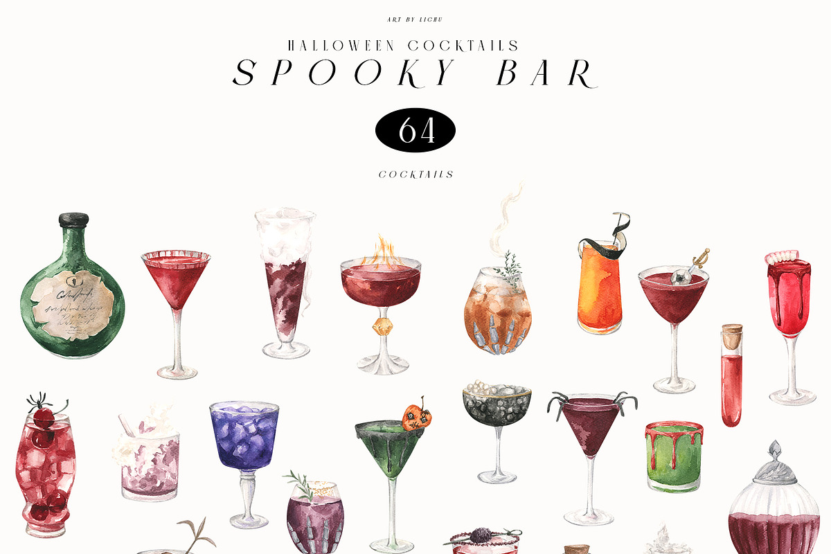 Spooky Bar Halloween Cocktails, a Seasonal Illustration by LiChu Art (Photo 5 of 14)