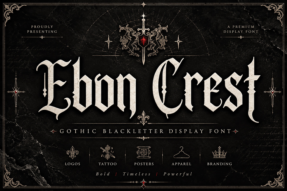 Ebon Crest, a Blackletter Font by Wow Magic (Photo 1 of 7)