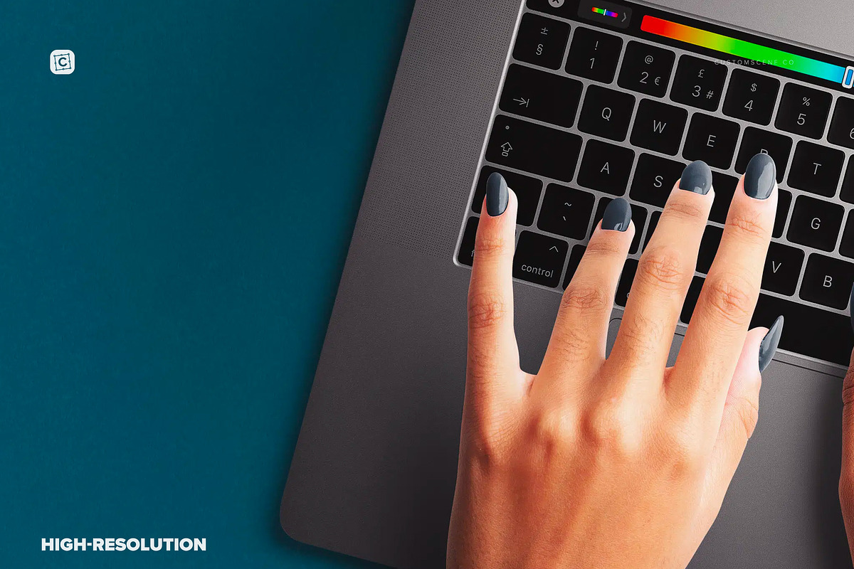 Macbook Pro 16 with Woman Hands, a Product Mockup by Custom Scene (Photo 3 of 8)