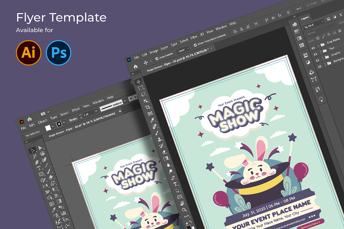Playful Magic Show Flyer Template, a Flyer Template by Huge Dream Studio (Photo 4 of 5)