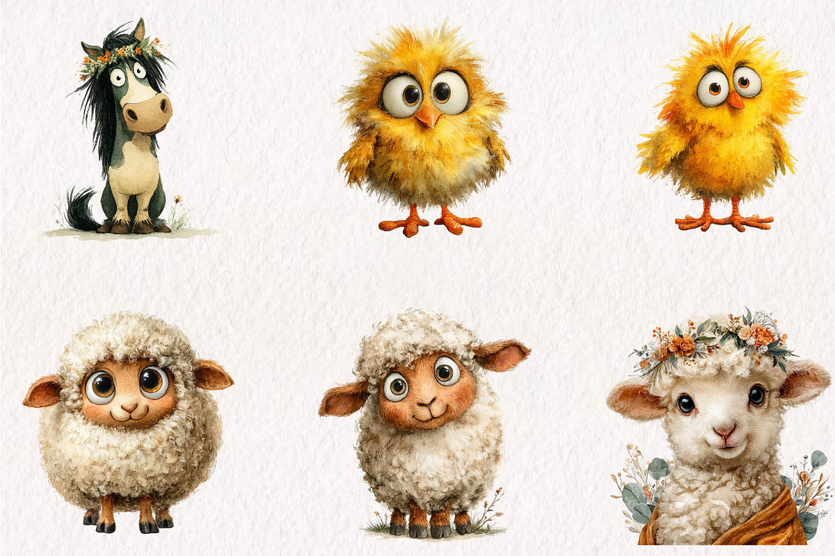 Quirky Farm Animals Clipart PNG, a Seasonal Illustration by CreationArt (Photo 3 of 7)