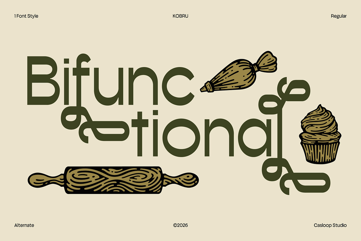 Kobru – Freshly Display Font, a Sans Serif Font by Casloop Studio (Photo 2 of 10)