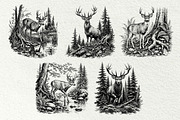 Woodland Deer Engraving Graphics, an Animal Illustration by DENIDigitalArtSudio (Thumbnail 6 of 7)